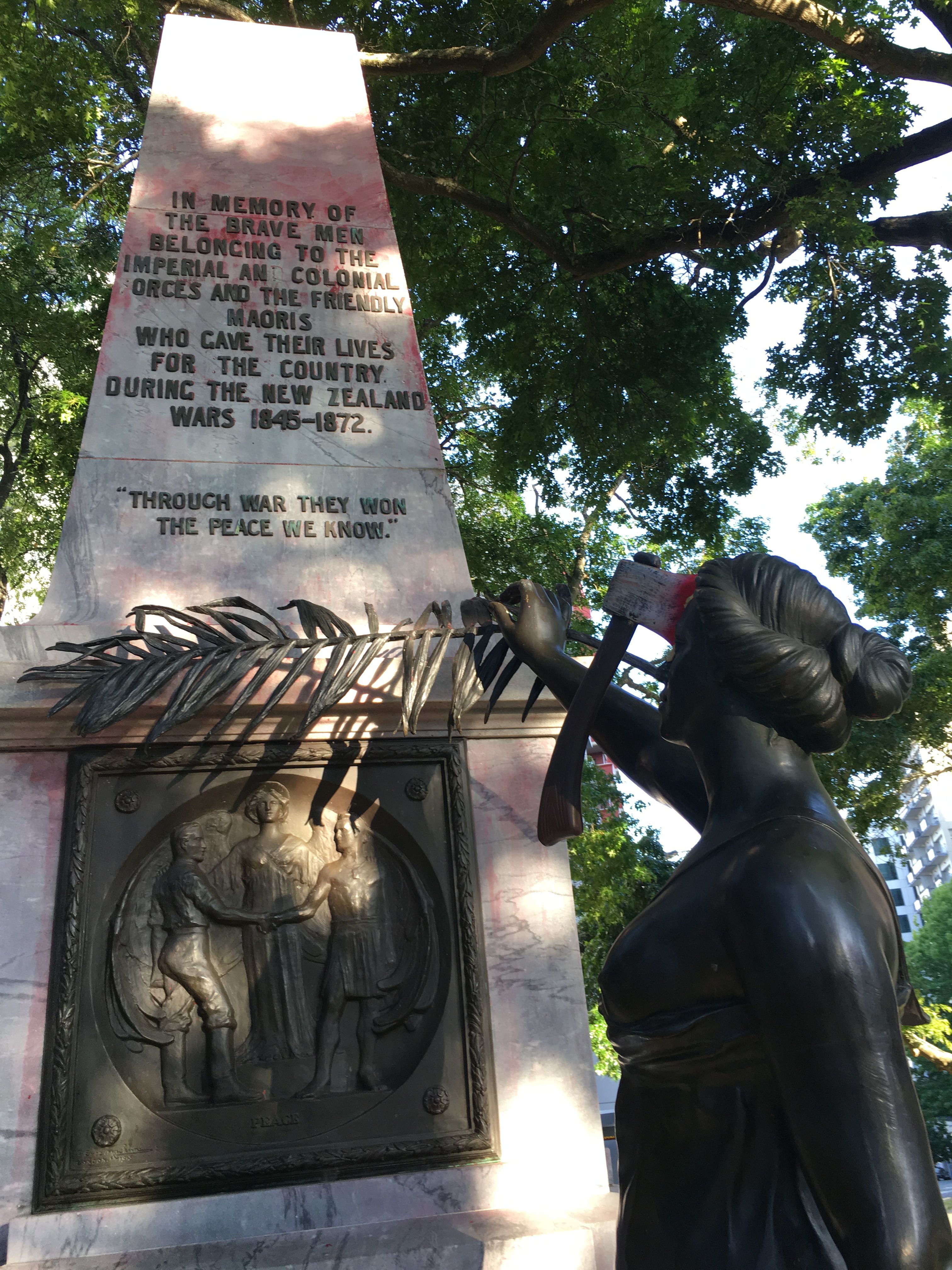 Zealandia War Memorial Attacked In Auckland Cbd By Anti Colonial Activist Group Nz Herald