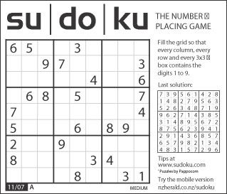 Sudoku - test yourself - Puzzles and games News - NZ Herald