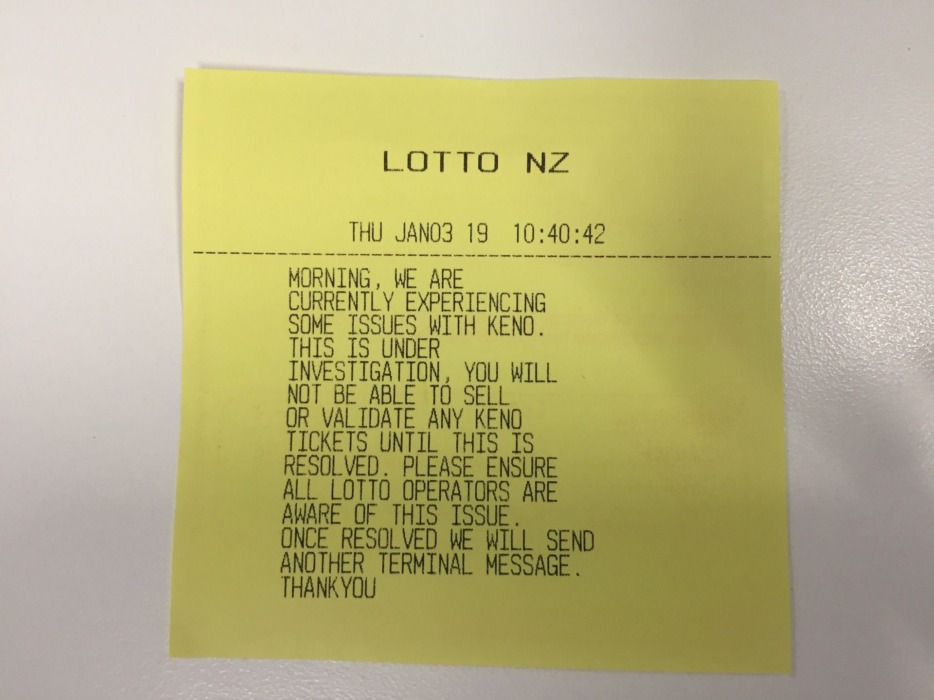 Technical glitch in Keno lotto draws suspend ticket sales and