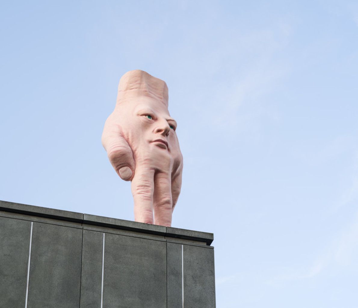 Terrifying' hand sculpture flies in to give Wellington nightmares