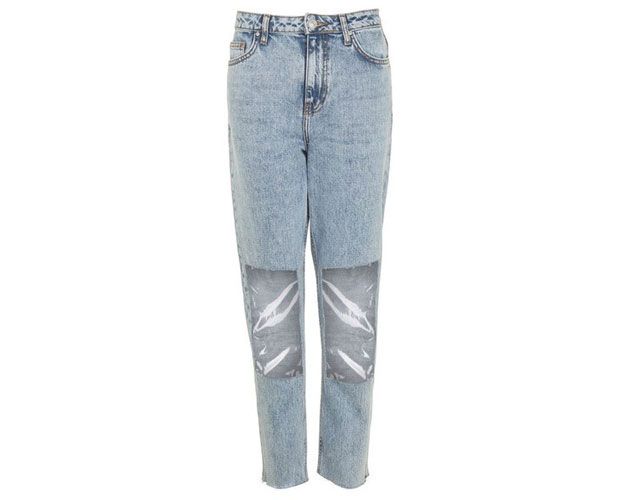 Clear knee fashion jeans