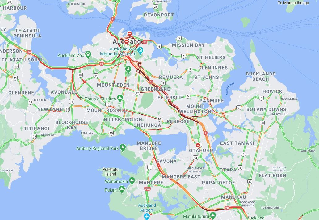 Auckland Traffic Congestion Map Auckland Traffic Chaos: Commuters Face Headaches On Slow-Moving Roads - Nz  Herald