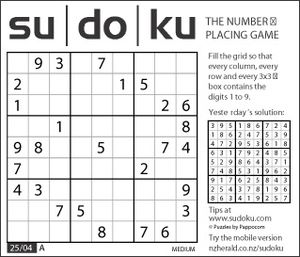 Sudoku - test yourself - Puzzles and games News - NZ Herald