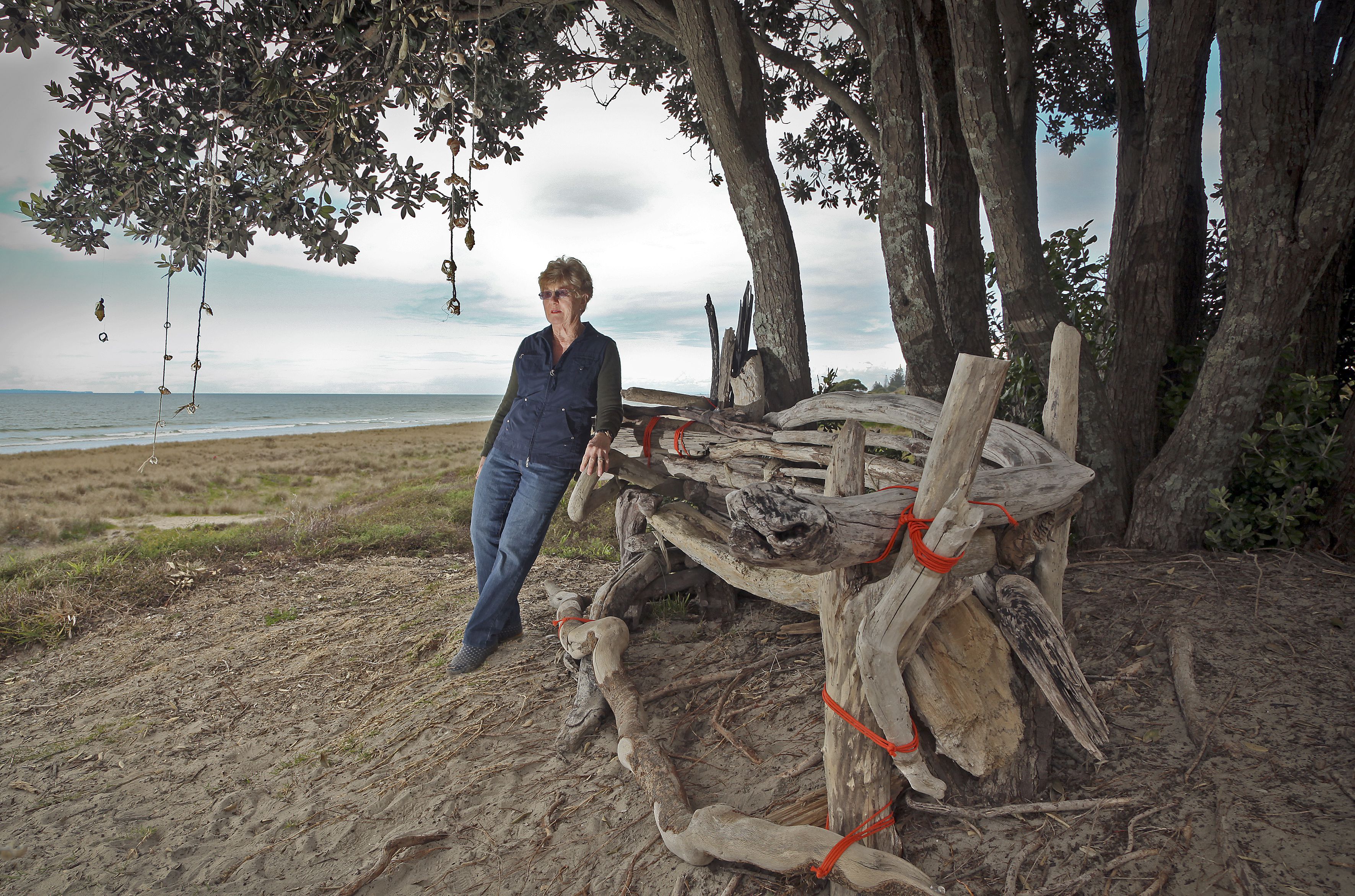 Lois still visits the spot where a popular Mount Maunganui driftwood sofa  sat - NZ Herald